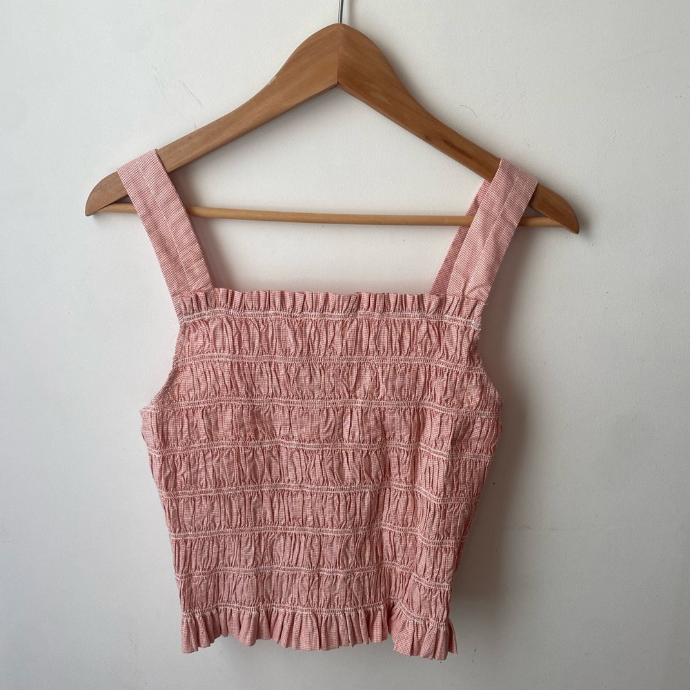 Everlane Pink Smocked Crop Top